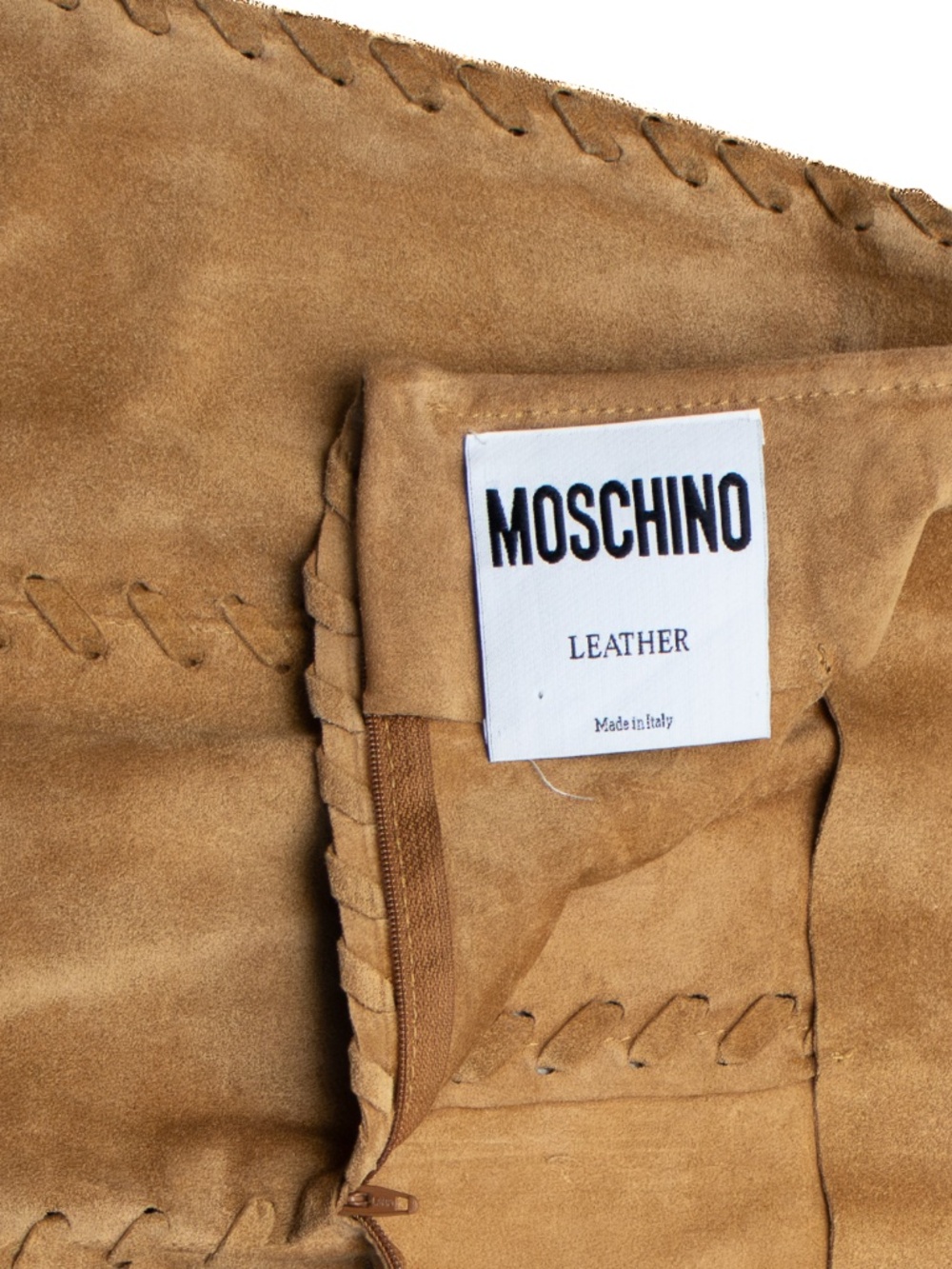 Moschino Leather Brown Suede Lace Up Tassel Mini Skirt Estimated Size M US 6 - Picture 5 of 6